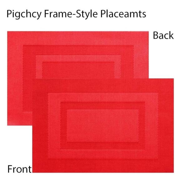 8 PCS Vinyl Placemats Washable Indoor/out Dining Table Mats Heat Resistant Red - Picture 3 of 4